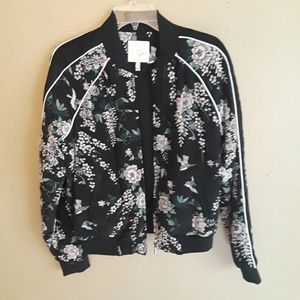 Joie Silk Mace Floral Bomber Jacket S